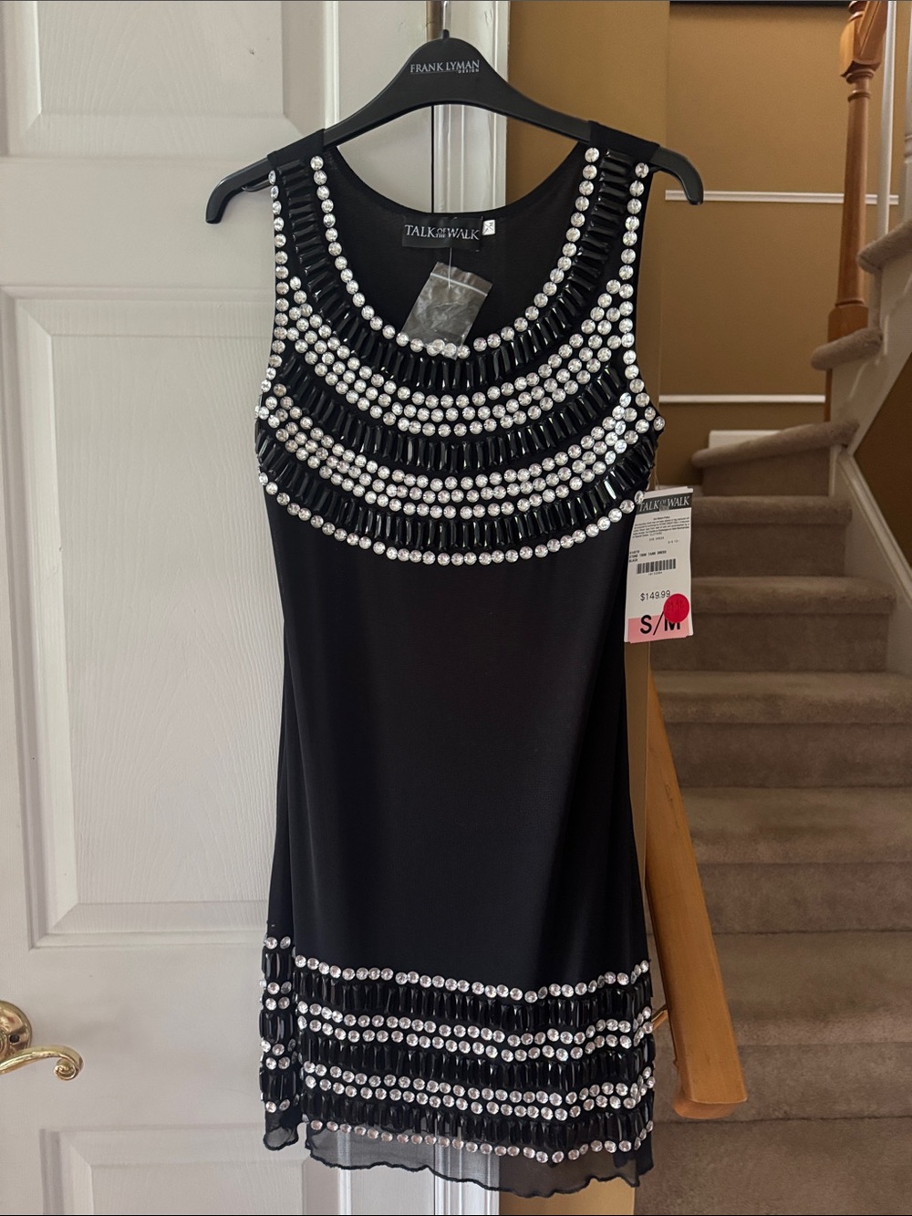 Talk of the Walk Black Sleeveless Mini Dress with Silver Embellishments